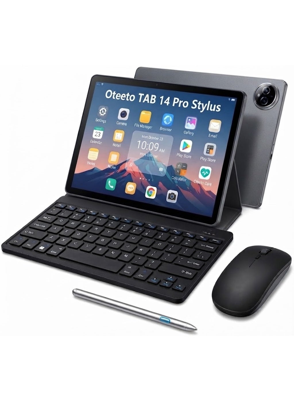 Compare Oteeto TAB 14 Pro Stylus Android Tablet – Grey | 11Inch IPS InCell HD Display 1280×800 | 12GB RAM + 512GB ROM | Expandable Storage | MediaTek OctaCore 2.0GHz Processor | Android 15 | 8000mAh Battery | 5G WiFi | 5G Dual SIM | 13MP Rear + 8MP Front Camera | Keyboard | Mouse | Stylus Pen | Tablet Cover at KSA Price