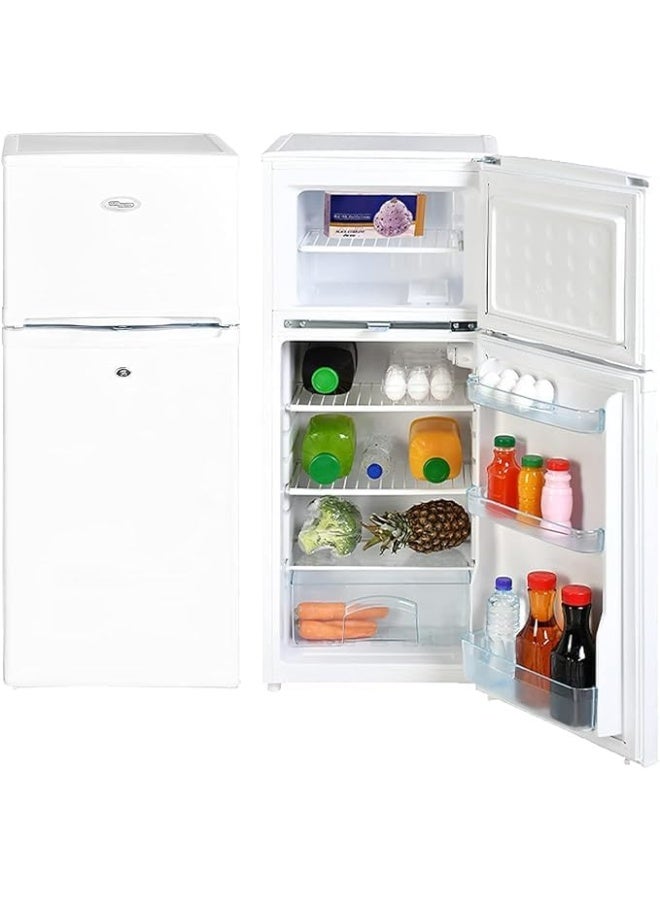 Compare Super General 175 Liters Compact Double Door Refrigerator Freezer SGR175HE, Reversible Door, Tropical Compressor, Lock and Key, Sturdy Wired Shelves SGR175HE White at KSA Price