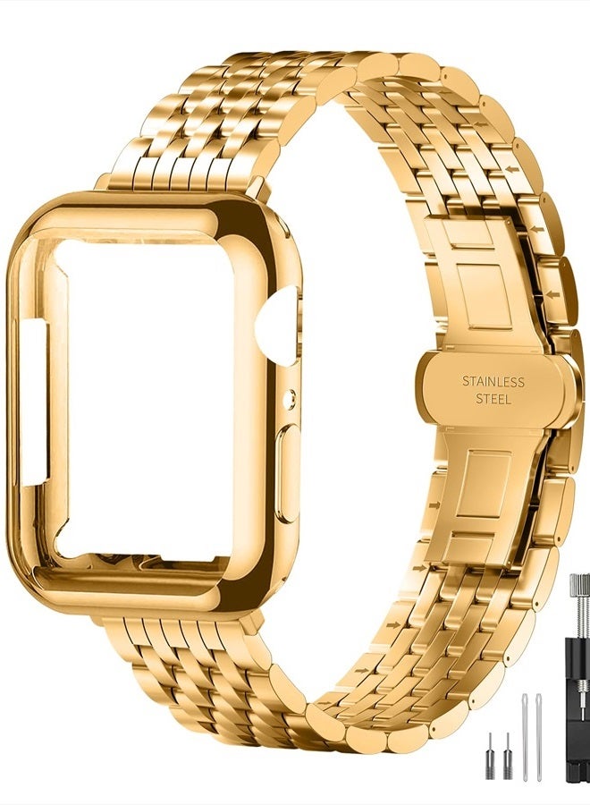 Compare for Apple Watch Band 40mm 41mm 38mm 45mm 44mm 42mm Series 8 7 6 5 4 3 2 1 SE SE2 Women and Men Watchband,Stainless Steel Metal for iWatch Bands 42mm 44mm 45mm, Gold at KSA Price