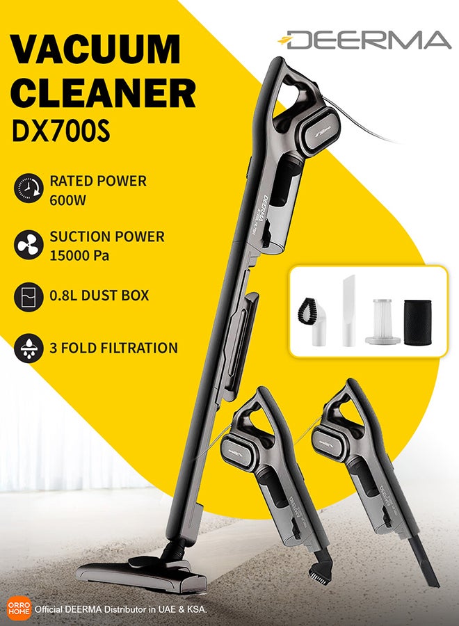 Compare 2in1 Vertical and Handheld Vacuum Cleaner with HighCapacity Dust Box, LowNoise Operation, Triple Filtration System, and Lightweight Design for Effortless Cleaning of Floors, Carpets, and HardtoReach Spaces 600 W DX700S Grey at KSA Price