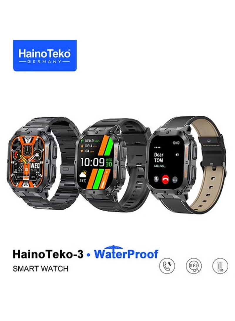 Compare HainoTeko3 AMOLED Smartwatch – 3 Strap Combo, Waterproof, Wireless Charging, Heart & Sleep Monitoring – Stylish Fitness Watch for Men & Women at KSA Price