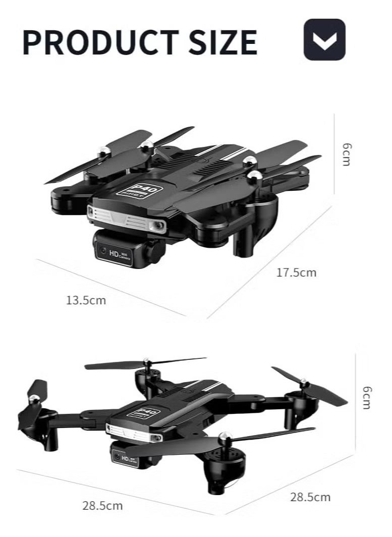 Compare P40 Drone with Dual Camera & Remote Adjustment – Visual Positioning, Portable Suitcase, 4K HD Camera Mode, Long Battery Life, Foldable Drone for Aerial Photography and Adventure at KSA Price