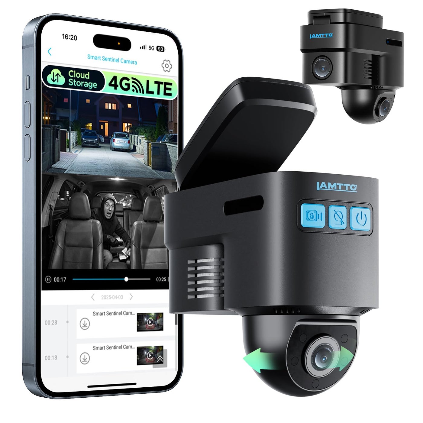 LAMTTO 4G LTE Cellular Car Security Camera…