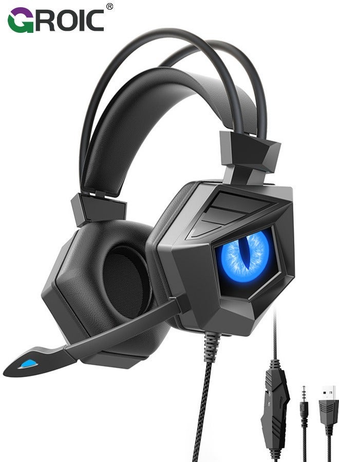 Compare Competitive Gaming Headset, Wired Headset Noise Cancelling, Computer Game Player Head Mounted with Microphone, Suitable for at KSA Price