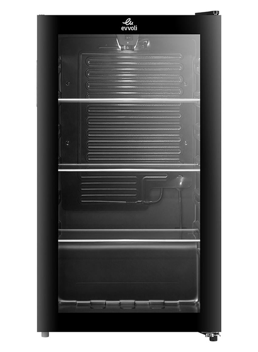 Compare 99 Liters Gross Volume Beverage Cooler having  Seethrough Glass Door, Adjustable Leg, Frost Type Defrost 99 L 212 kW EVBCM99B Black at KSA Price