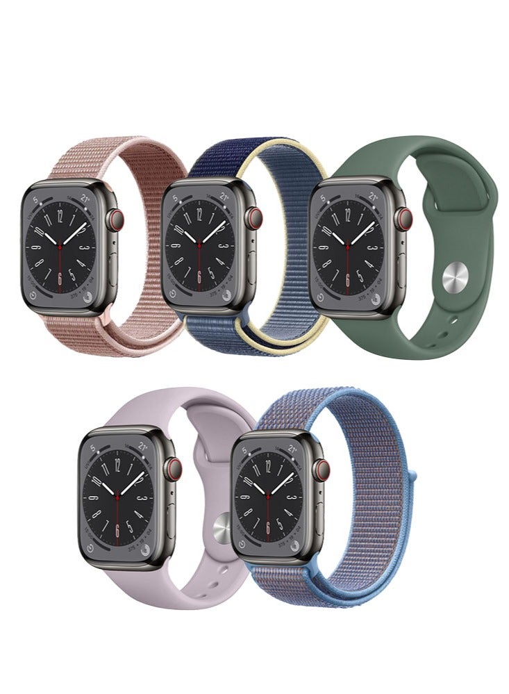 Compare 5pcs Watch Bands Replacement for Apple Watch Strap Compatible with Apple Watch 42414038mm Series 10987654SE at KSA Price