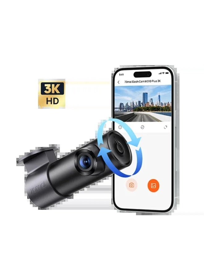 Compare 70mai Dash Cam M310 Plus 3K Car Dash Camera, 2880×1620 30fps, 139° Wide‑Angle, Super Night Vision, WDR, 360° Rotatable Lens, Voice Control, Wi‑Fi 6, G‑Sensor Emergency Lock, 24H Parking SurveillanceHardwire Kit Required, Max 256GB TF Card Support at KSA Price
