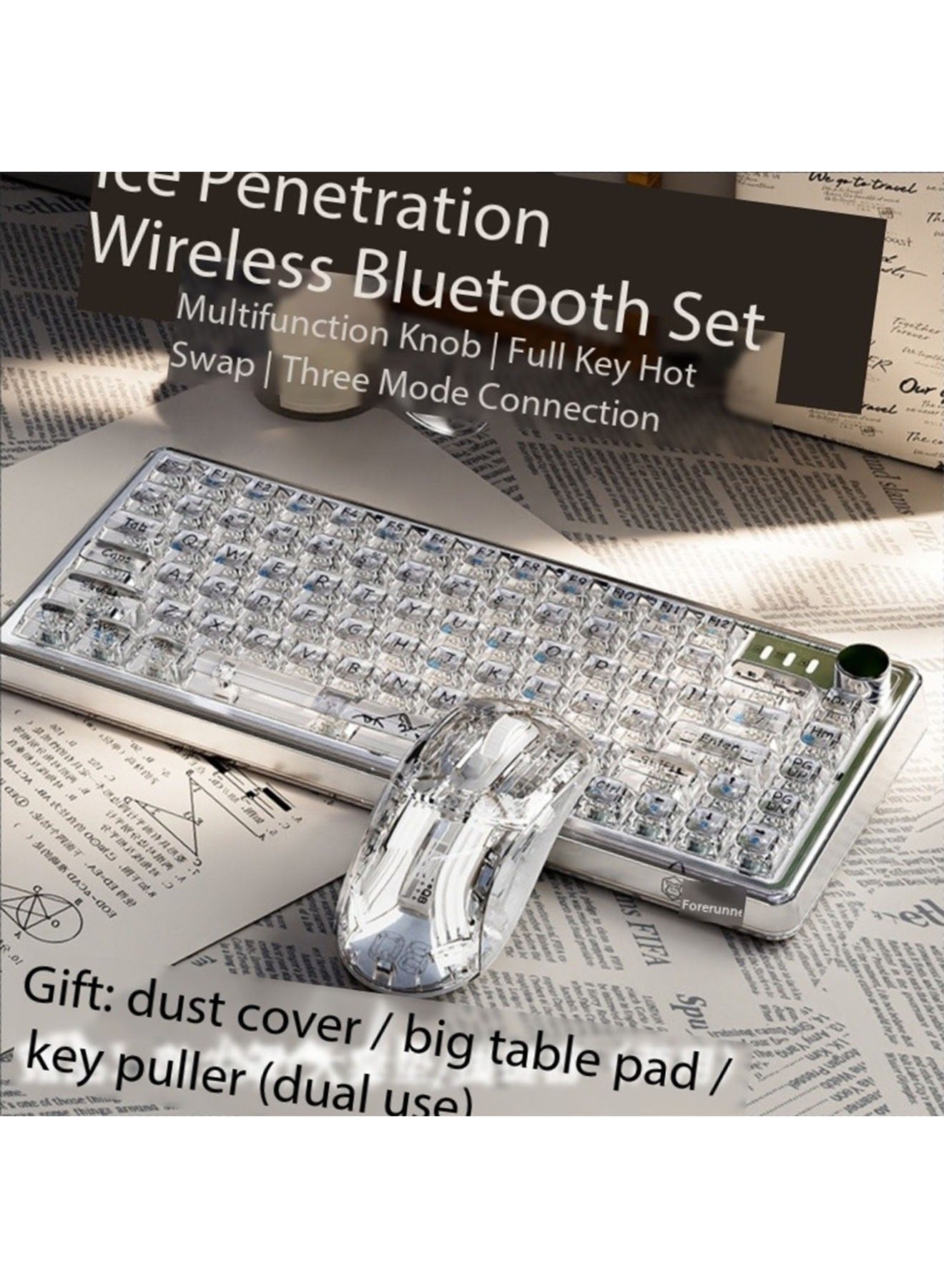Compare Wireless Keyboard and Mouse set Transparent RGB Mechanical Dual Mode Rechargeable USB Computer Gaming Keyboard Set at KSA Price
