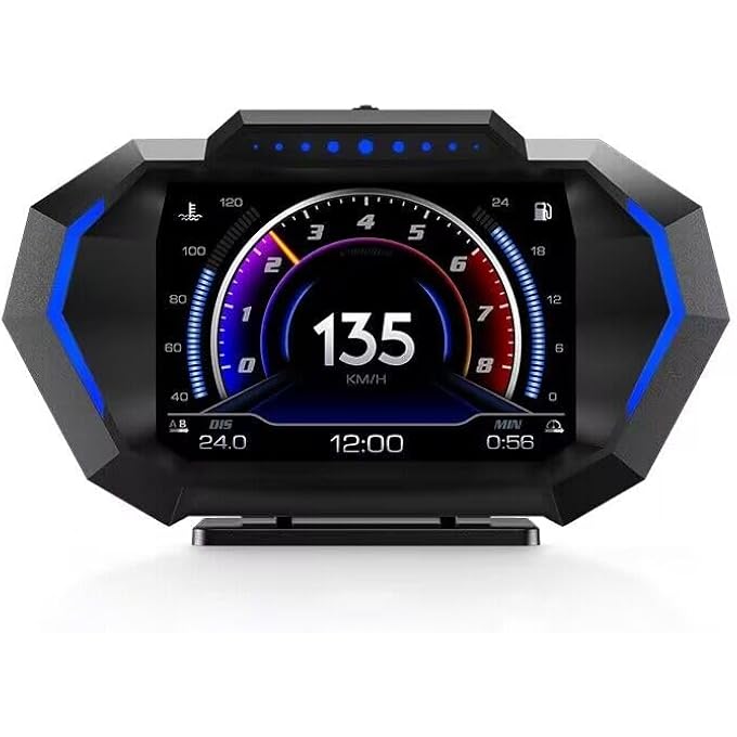Compare Obd2 Gauge Display With Speed Heads Up Display For Cars P24 Fuel Consumption Rpm Overspeed Alarm ObdGps Digital Speedometer Suitable For All Car at KSA Price