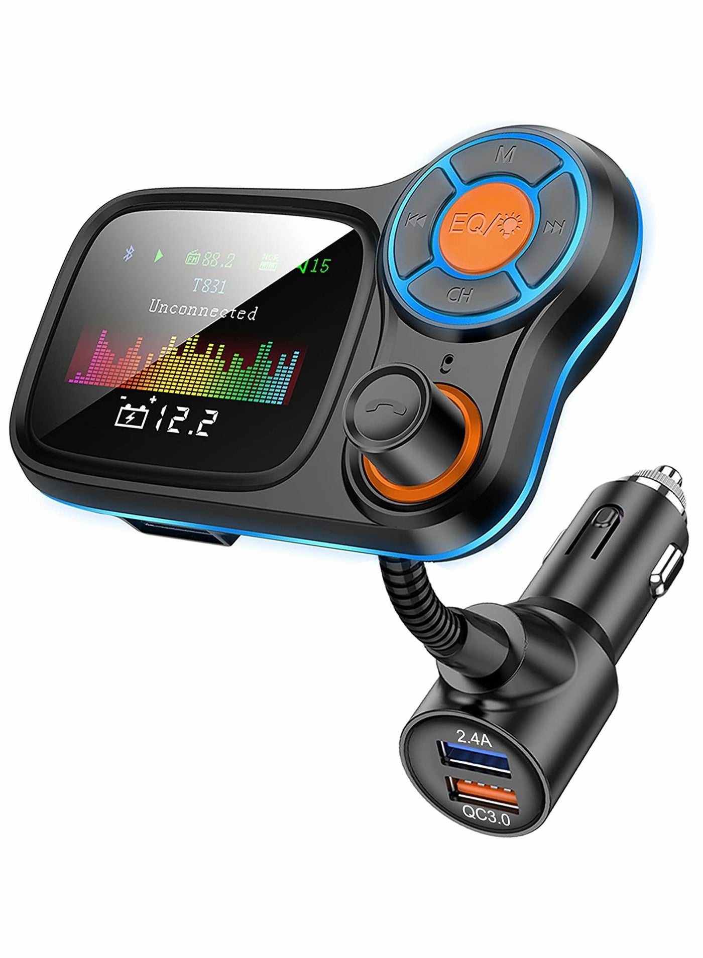 Compare Car Bluetooth, FM Transmitter, for Bluetooth 5.0, Digital Radio Adapter, Wireless HandsFree Kit, Color Screen and Double QC3.02.4A USB Charging Ports at KSA Price