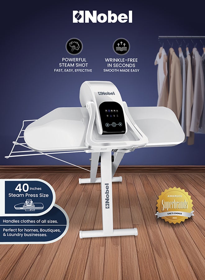 Compare Garment Steam Press, 90g Burst of Steam, Auto Safety Shut Off, Digital Temperature Control, LED Display With Touch Key, Removable Water Tank, Large Pressing Surface 1000 ml 2200 W NSP40D White at KSA Price