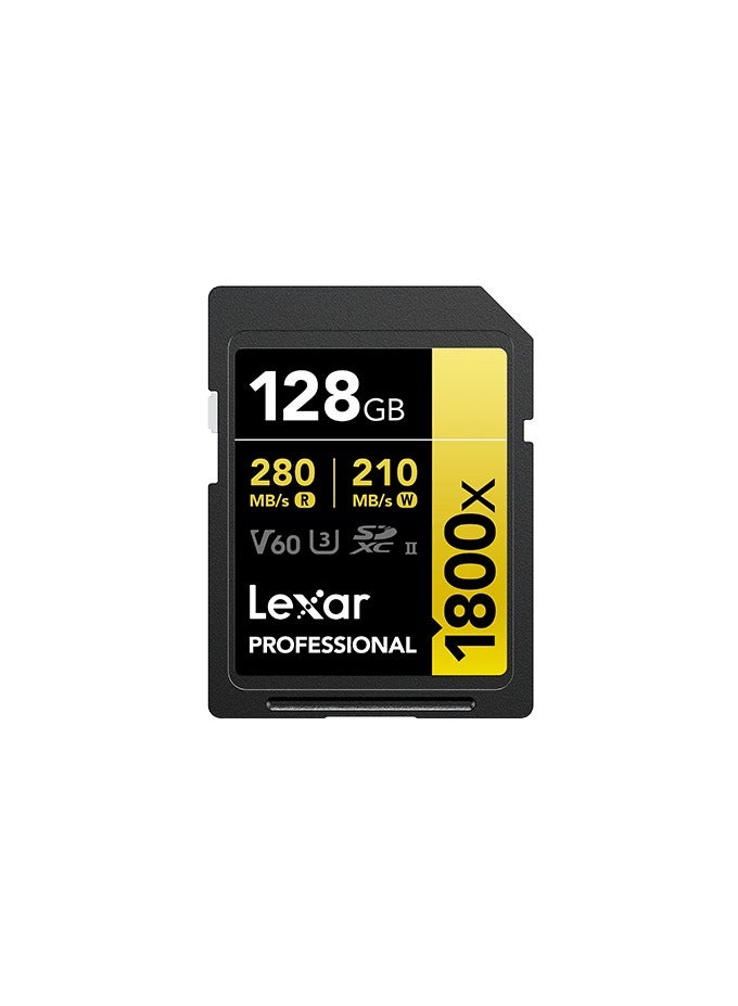 Compare 128GB Professional 1800x SDXC UHSII Memory Card – V60, U3, Class 10, 270MBs Read Speed, GOLD Series – HighSpeed SD Card for 4K Video & Photography 128 GB at KSA Price