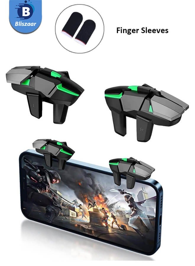 Compare Mobile Game Controller Trigger, PUBG Accessories 6 Finger Trigger, High Sensitivity and 4 Metal Button, Nonslip and Human Body Design with 2 Finger Sleeves at KSA Price