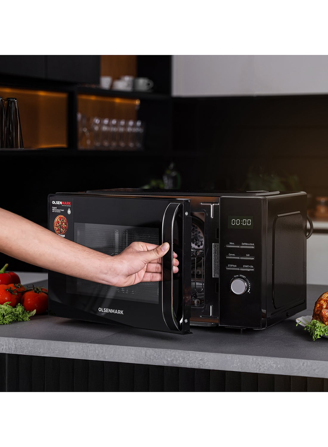 Compare Olsenmark 28L Digital Microwave Oven with Convection – OMMO7041 | 5 Power Levels, Grill & Defrost Functions, Turnable Glass Tray, 60Minute Timer, Child Lock 28 L 2000 W OMMO7041 Black at KSA Price