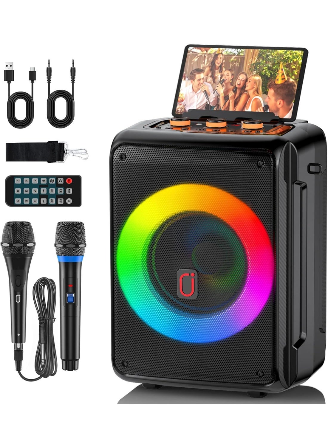 Karaoke Machine with 2 Microphones, Portable Bluetooth…