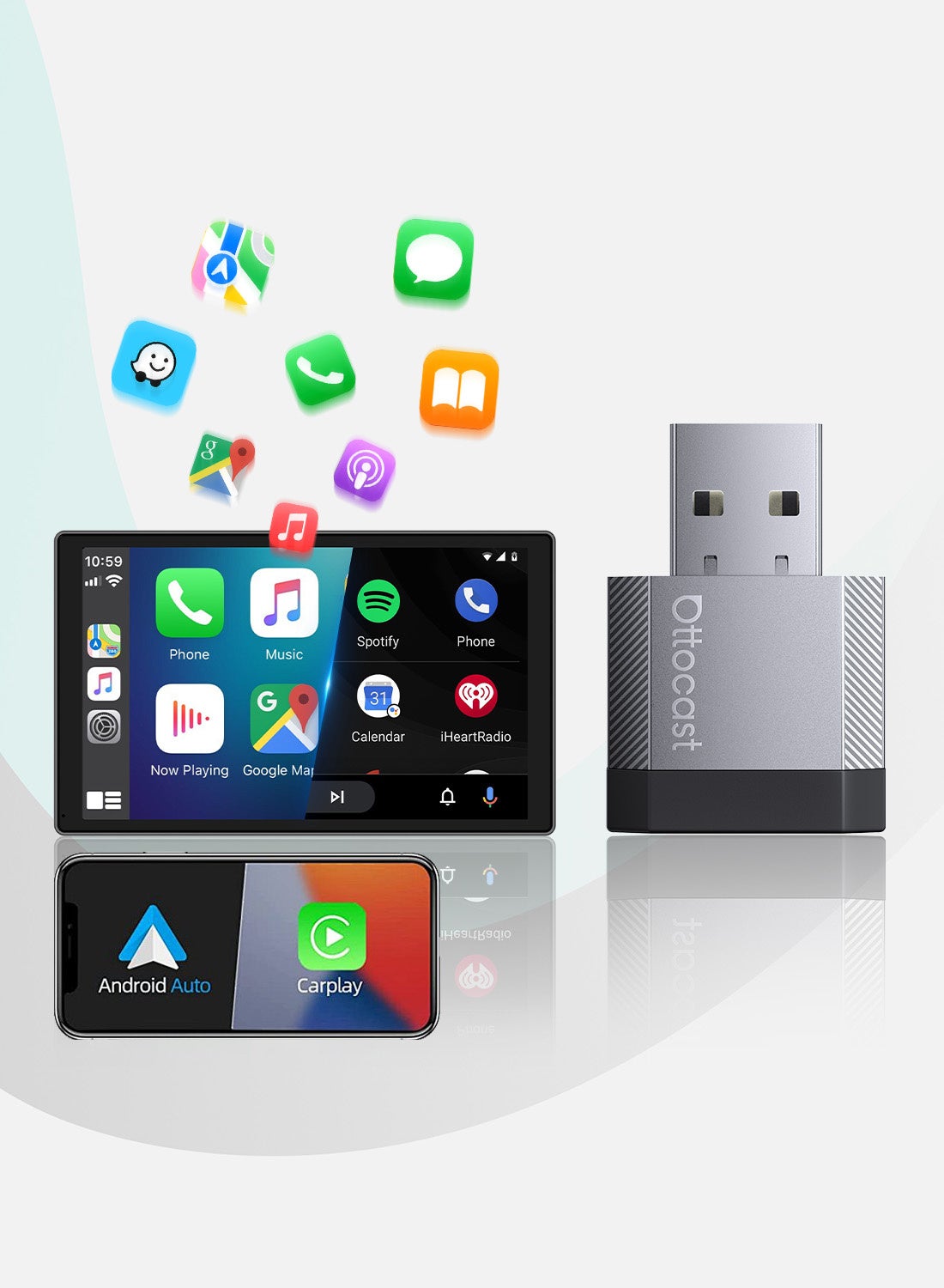OTTOCAST Mini Nova Wireless CarPlay & Android Auto…