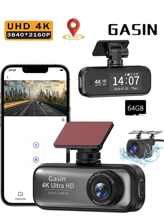 4K Dash Cam Set, Front 4K Rear 1080P, with…