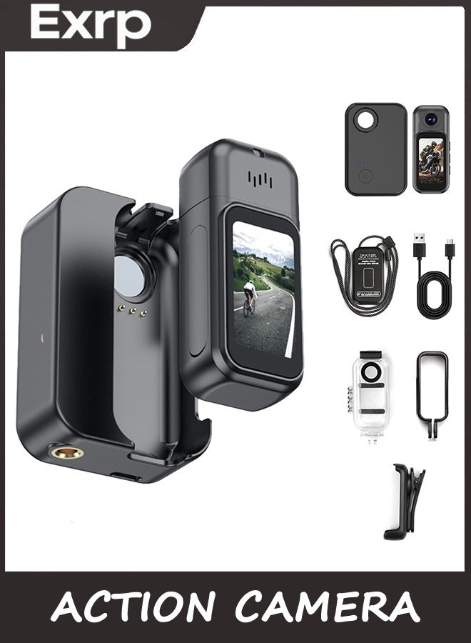 Compare 4k Action Camera,Mini Vlogging Camera,Small Body Camera with Touchscreen, Wearable Pocket Cam with Magnetic Lanyard，Thumb Camera for Cycling,Travel, Motorcycle32G Card at KSA Price