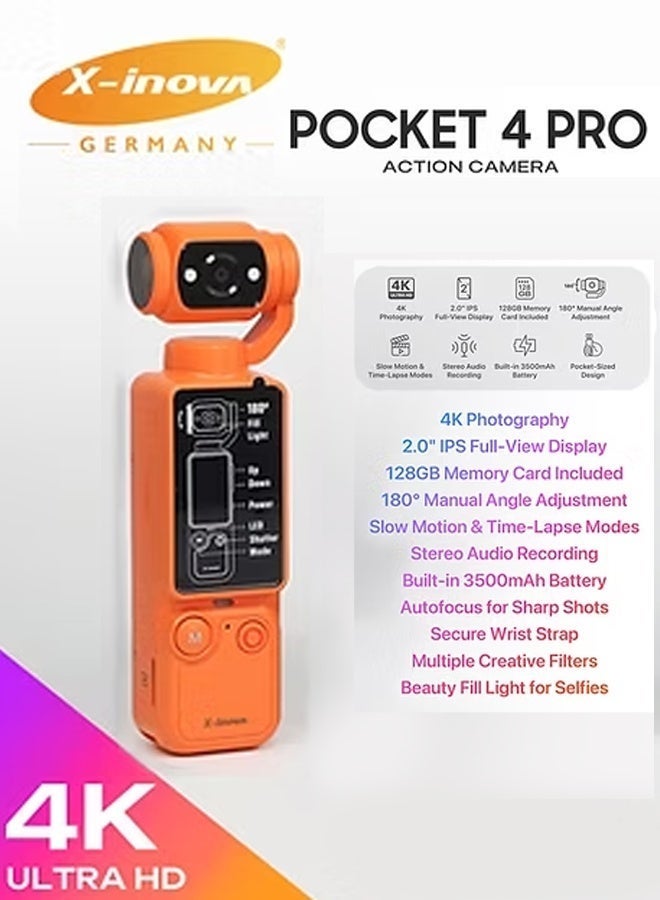 X-Inova Pocket 4 PRO 4K Ultra HD Action…