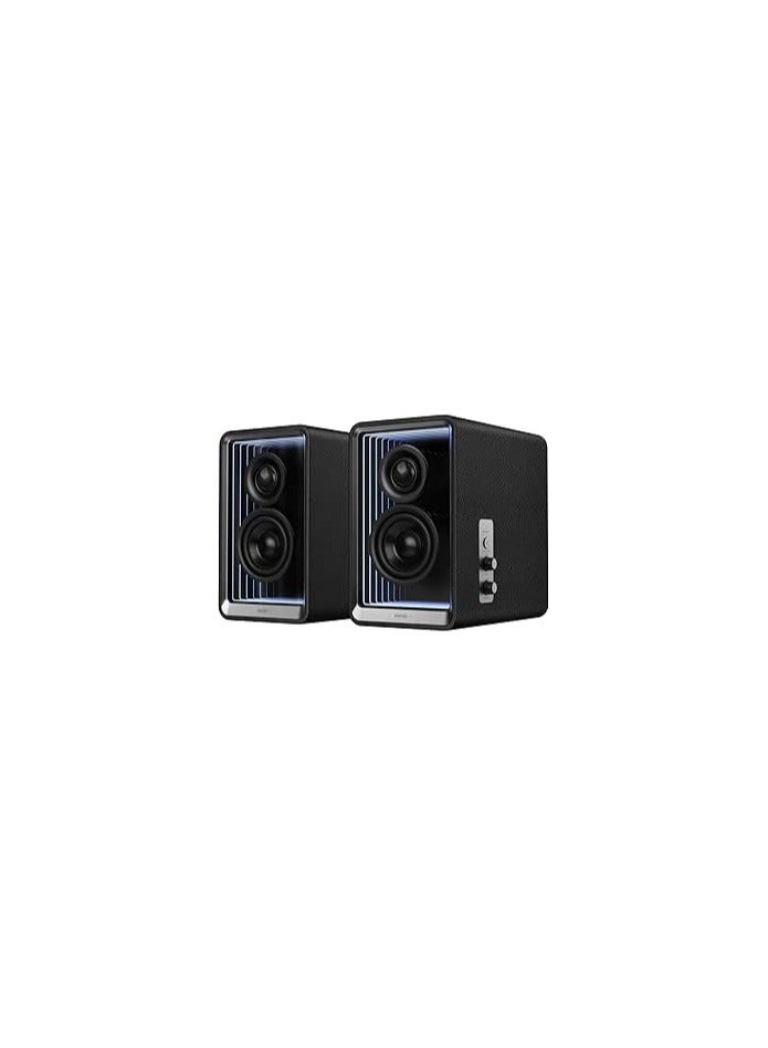 Compare Edifier QR65 Desktop Active Monitor with 2.75 longthrow aluminum diaphragm midlow drivers, HiRes Audio, Brilliant Light Effects, GaN Fast Charger, and 70W Output Power Bluetooth Speakers  Black at KSA Price
