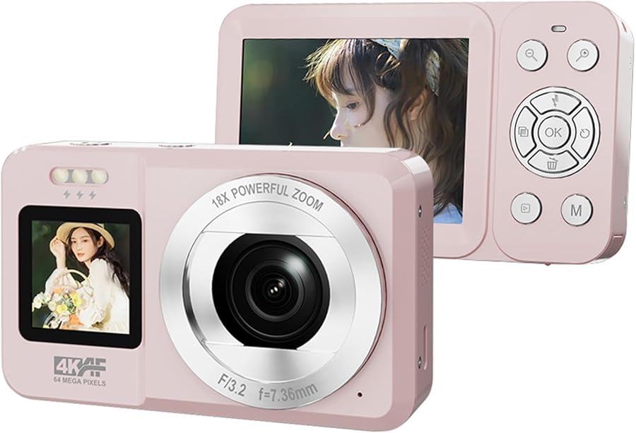 Compare 64MP 4K Digital Camera 18X Optical Zoom with Dual Screen Selfie for Travel Beginners Single Machine at KSA Price