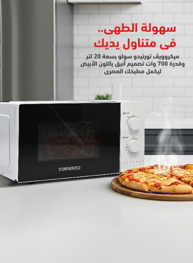 Compare 20 Liters TORNADO Solo Microwave Oven 700W, 5 Power Levels, Defrost Function, 35Min Timer, White  TWMS20WE  1Year Free Warranty 20 L 700 W TWMS20WE white at KSA Price