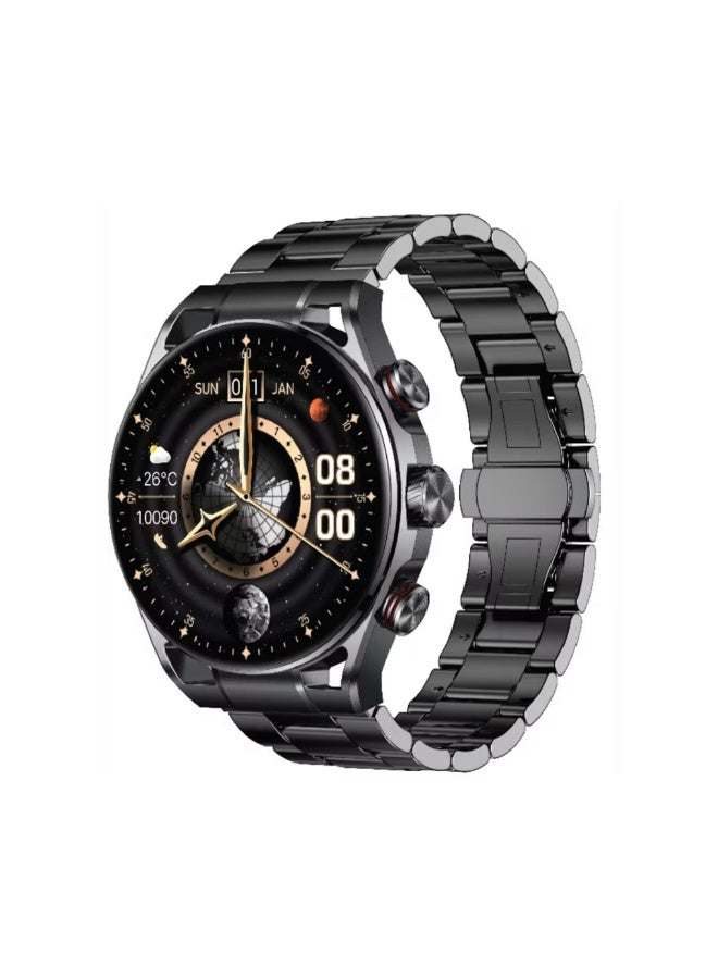 Compare Chrono Pro Smart Watch with 1.6 AMOLED Display, 360mAh Battery, Up to 7 Days Working Time, 1000nits Brightness, Activity Tracking, Health Monitoring, Stop Watch & Alarm Clock  Black at KSA Price