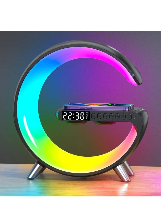 Compare Smart Bluetooth Speaker Wireless Phone Charger LED Light Black at KSA Price