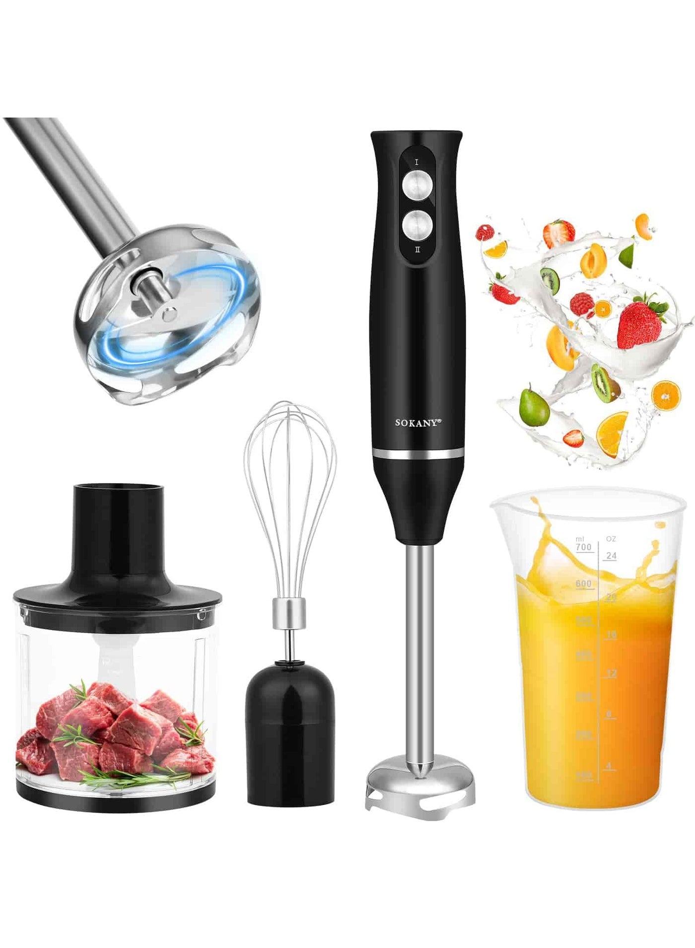 4-in-1 Hand Blender Chopper Whisker Mixer | Durable…