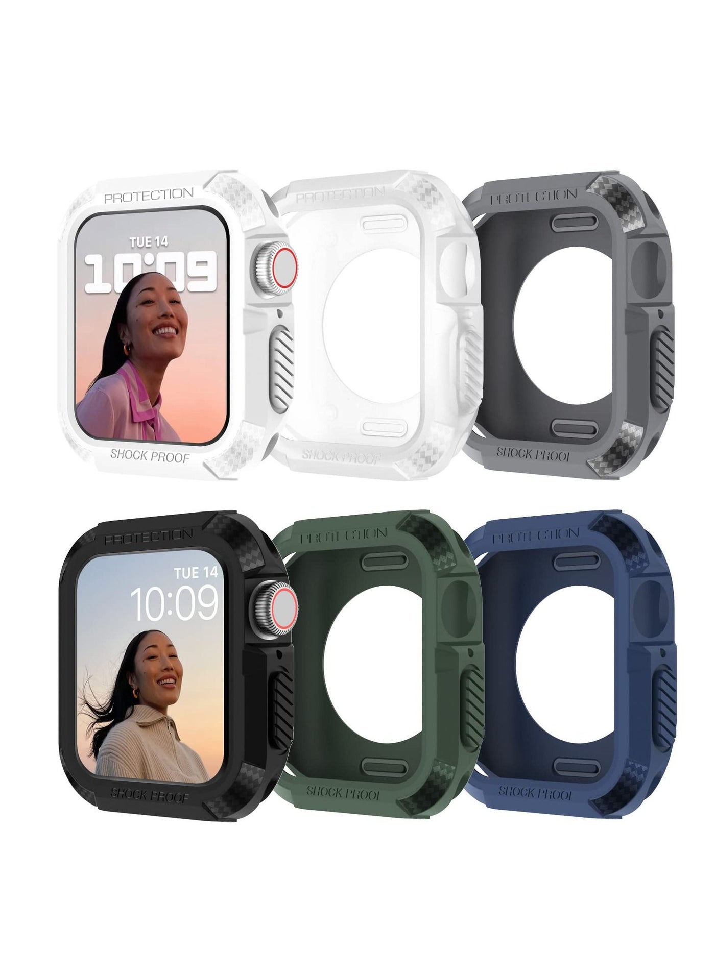 Compare 45mm Case, Compatible Fit for Apple Watch Series 7 45mm, 6 Packs Rugged Protective Case Soft TPU Bumper Compatible for Apple Watch Case Series 76SE54 44mm Screen Protector for Men Women at KSA Price