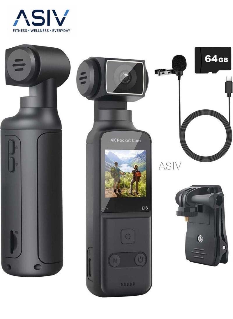 Compare 4K HD Camera, 270° Rotatable Large Wide Angle, Included 64G Card, 30m98ft Underwater Camera with & Mic for Outdoor Riding Diving Shooting Vlog , 1000mAh Rechargeable at KSA Price