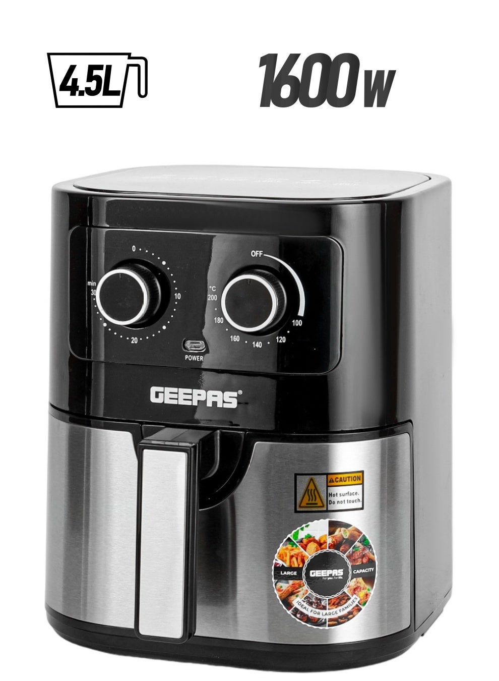 Compare Air Fryer 4.5 L With 30 Min Timer| Pot With A Rack, Both With Non Stick Coating| Oil Free, Adjustable Time & Temperature| Vortex Air Frying Technology, Cooks 30% Faster 4.5 L 1600 W GAF37541 Black at KSA Price