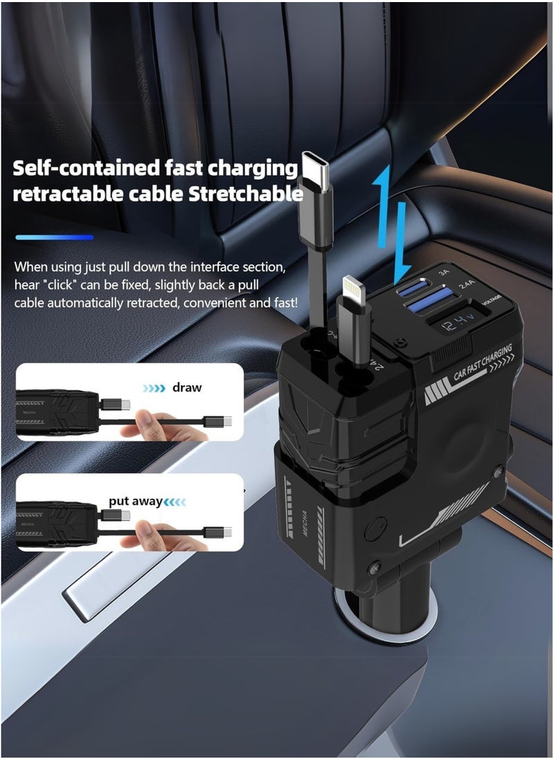 Compare 1224V 66W Fast Car Charger with Retractable Charging Cable Fast Car Power Adapter PD20W for iPhone Type C 40W Car Bluetooth USB Charger Plug with iPhone,Samsung,Galaxy,Huawei,Xiaomi at KSA Price