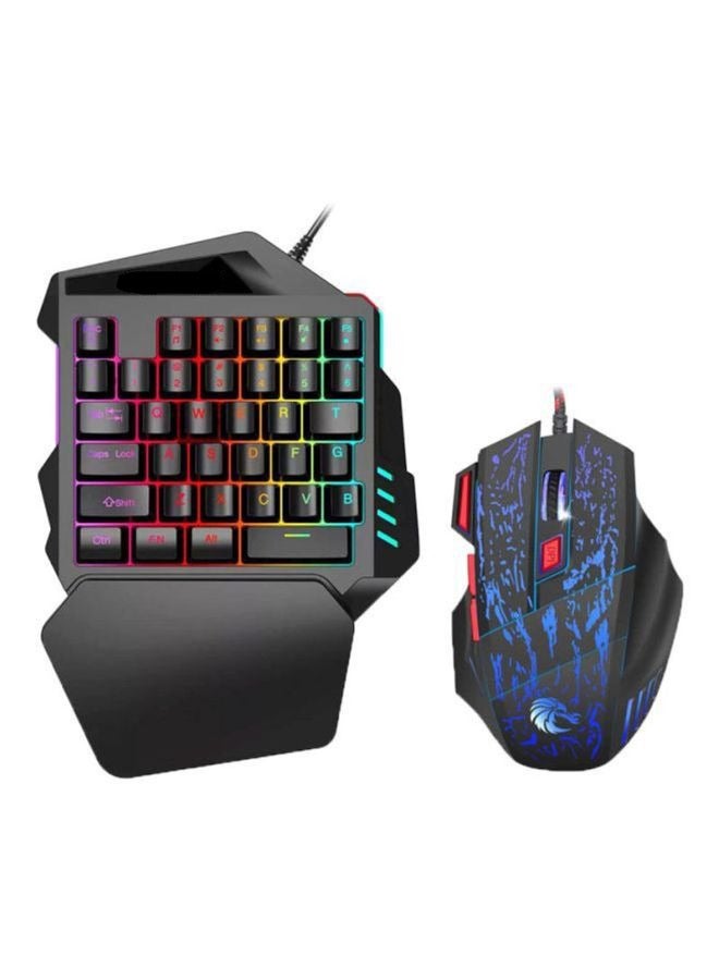 Compare One Handed Wired Gaming Keyboard and Mouse Combo, Include Mini Feel Keyboard, Ergonomic Vertical Feel Small Wired Mouse at KSA Price