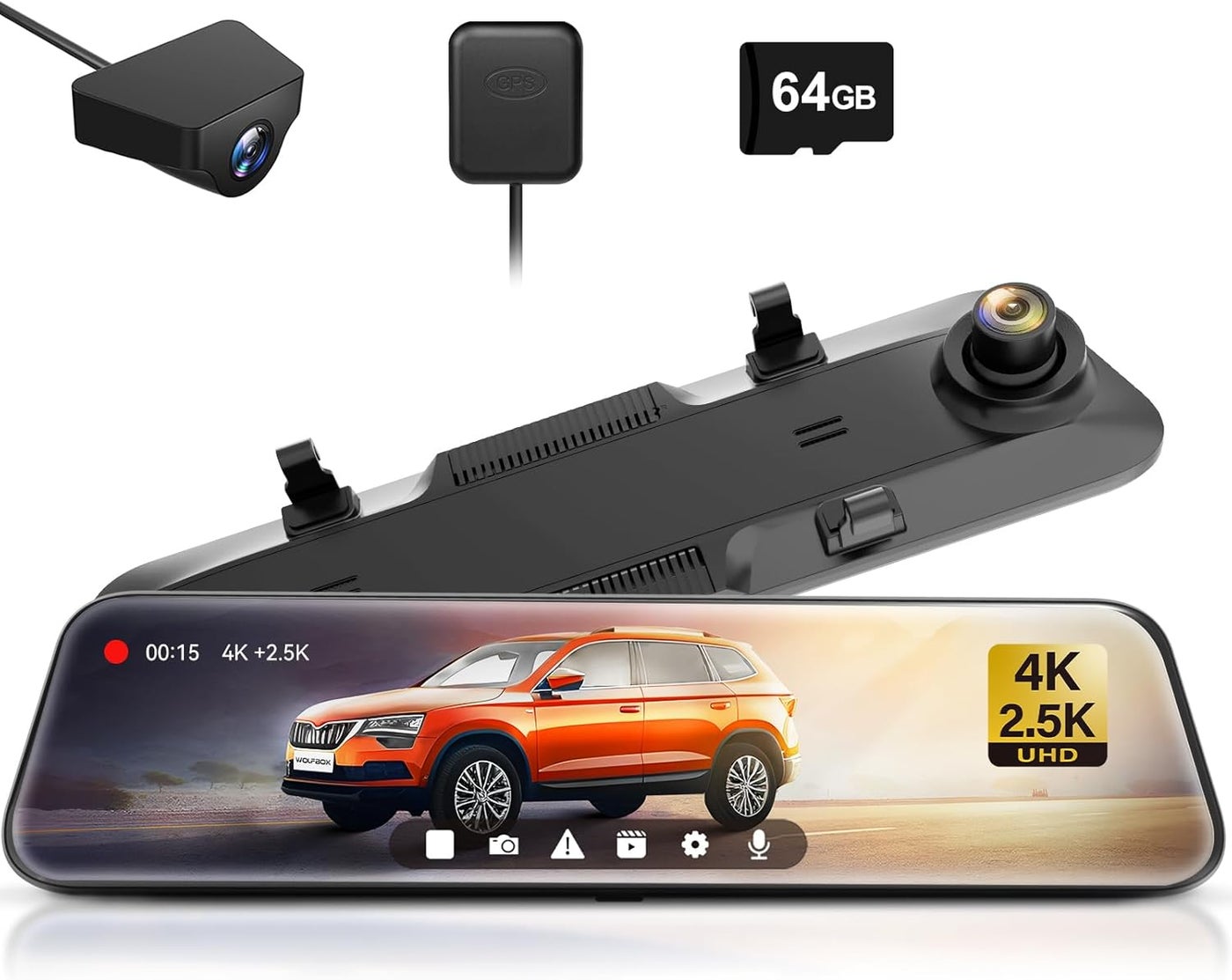 Compare WOLFBOX G900 4K+2.5K Rear View Mirror Dash Cam at KSA Price