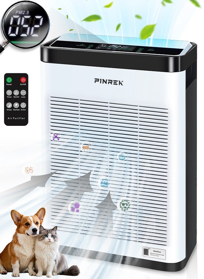 Compare HEPA Air Purifier for 1076 ft² 100m²  Home,Office and Large Room Air Filter with Smart PM2.5 Sensor, Air Cleaner with Sleep Mode and Timer, Removes Dust, Allergens, Odors,Can filter formaldehyde, microorganisms?Removes Pollen,  Pet Hair at KSA Price