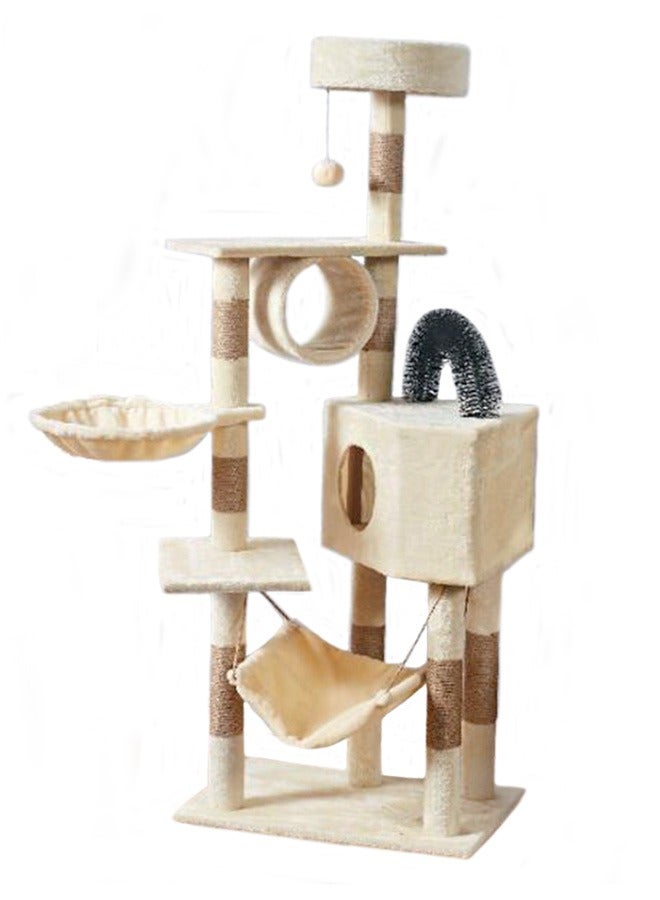 Compare Large Wooden Cat Tree 150Cm, MultiLevel Activity Cat Tower Furniture For Cat 60x40x150 Cm Beige at KSA Price
