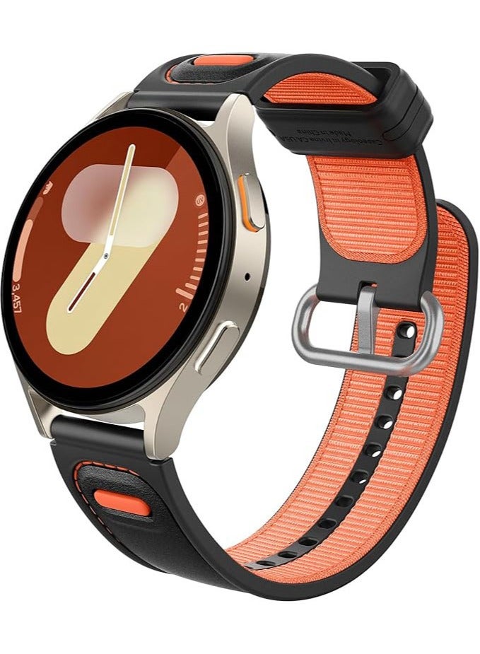 Compare Athlex Breathable Hybrid Band for Samsung Galaxy Watch 7 40mm 44mm  Watch 6 Classic 47mm 43mm  5 Pro 45mm 654 44 40mm, Silicone, Nylon Cushion Watch Strap  Active Orange at KSA Price