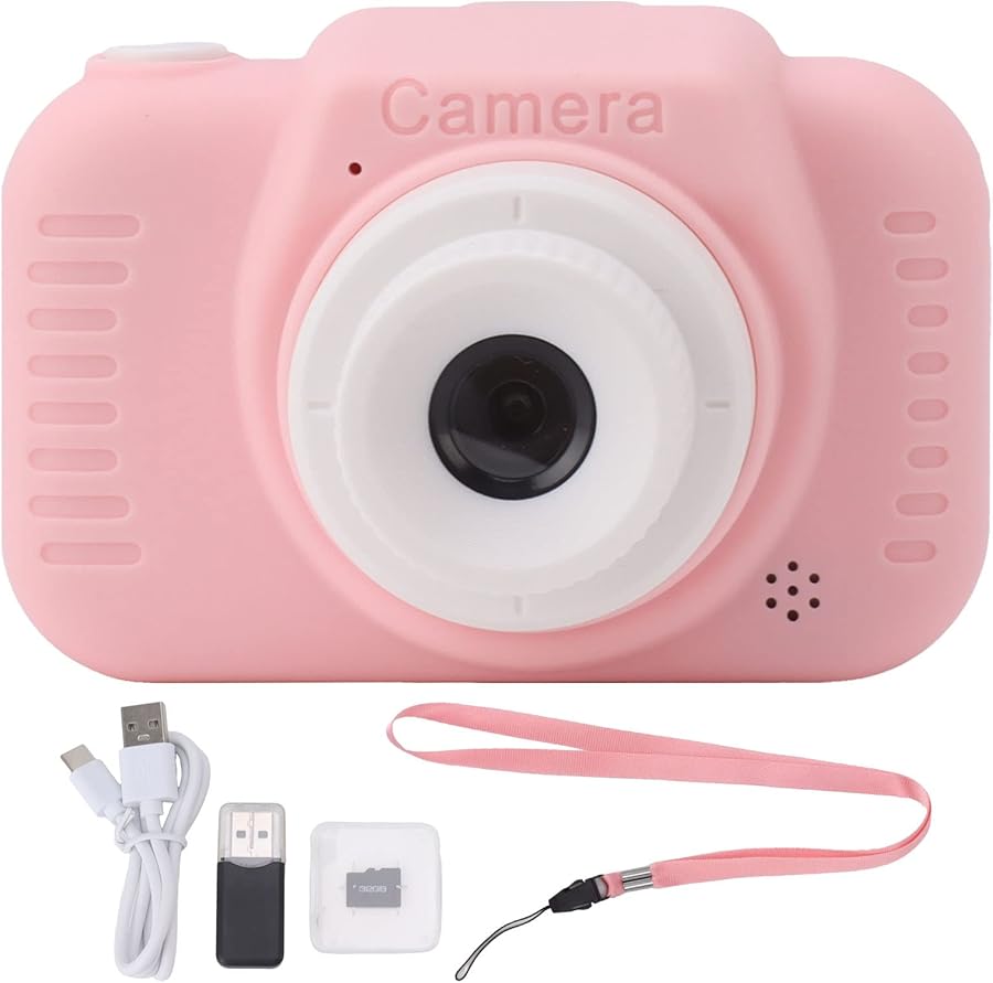 Compare Pink Kids Digital Camera USB Rechargeable 1080P Dual Lens 8X Zoom Selfie Camcorder Toy with 32G Card Birthday Gift at KSA Price
