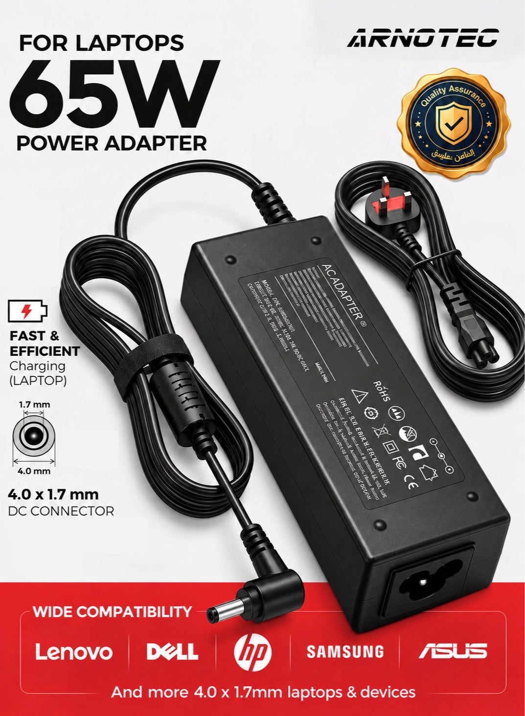 Compare 20V 65W Laptop Charger for Lenovo, Replacement AC Adapter Ideapad, 3 5 320 310 320S 330 330S 110 110S 120S, Ideapad Flex 4 5 6 ADl45WCD 330S15Ikb Yoga 520 530 Power Supply Cord（4.0x1.7mm）Port at KSA Price