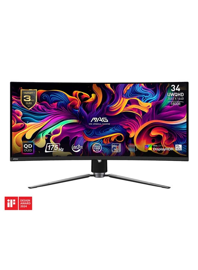 Compare MAG 341CQP QDOLED Gaming Monitor, 34 UWQHD QDOLED Display, 175Hz Refresh Rate, 0.03ms GtG Response Time,1800R Curvature, AdaptiveSync Technology, 341CQP Black at KSA Price