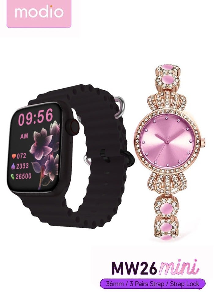 Modio MW26 Mini 36mm Smartwatch Combo for Ladies –…