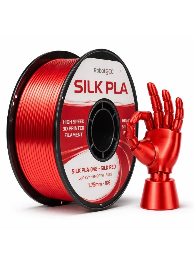 Compare RobotGCC PLA Silk Red 3D Printer Filament, 1.75mm 1KG, Bold Red Silk for Festive Models, LowWarping FDM PLA for Roses, Trophies and Decorations at KSA Price