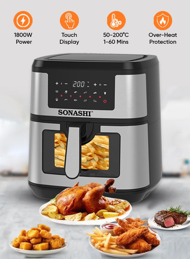 Compare 9.5 L Digital Air Fryer |1800 W| 10 Preset AutoCook Menu | OilFree Cooking | LED TouchScreen Display | Adjustable Temperature from 50  200 Degree Celsius | Transparent Basket | Rapid Air Technology |xx at KSA Price