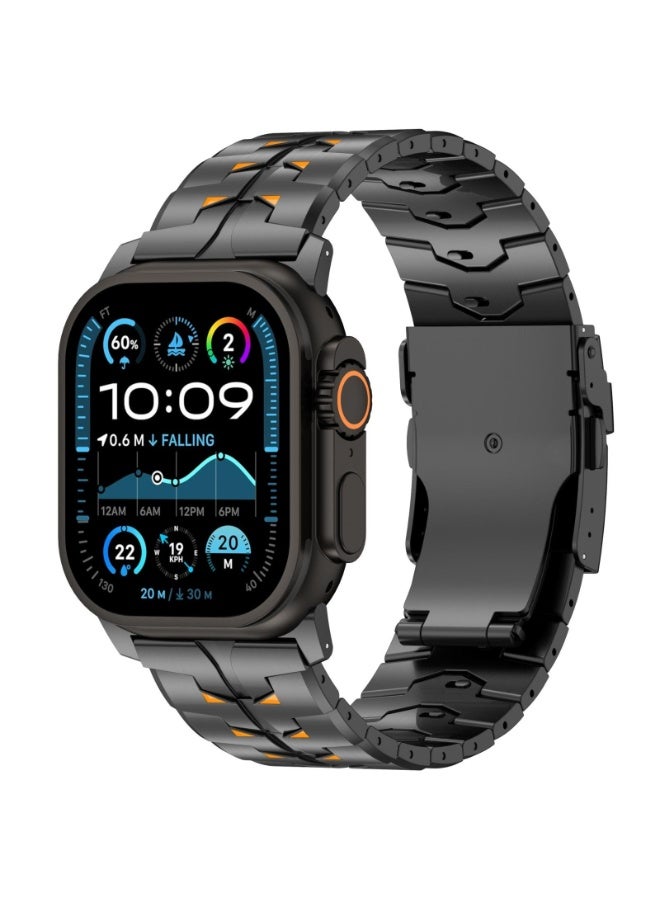 Compare Stainless Steel Band for Apple Watch Band Apple Watch Ultra 49mm 46mm 45mm 44mm 42mm, Metal Strap with Folding Clasp for Men Black at KSA Price