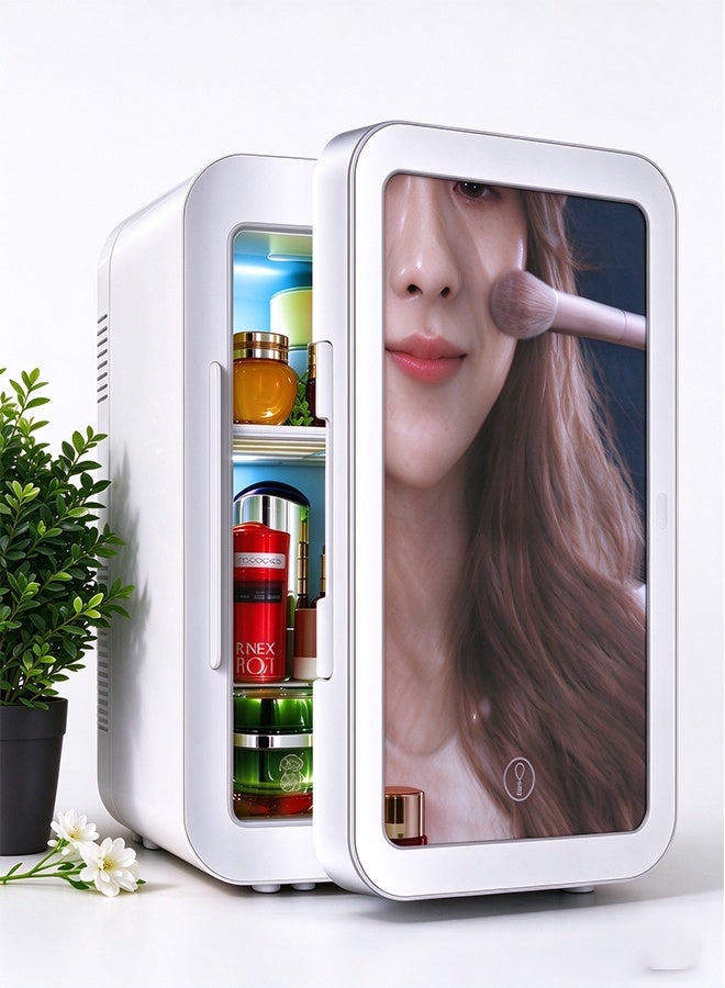 Compare 4L Mini Fridge for Makeup and Food, Beauty Fridge  with Dimmable LED Light Mirror,Small Refrigerator for Use in Car, Dorm, Bedroom, and OfficeWhite） at KSA Price