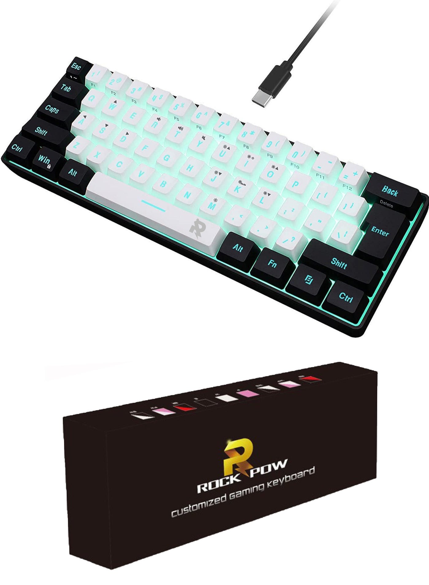 61 Keys RGB Gaming Keyboard 60% Mini Wired…