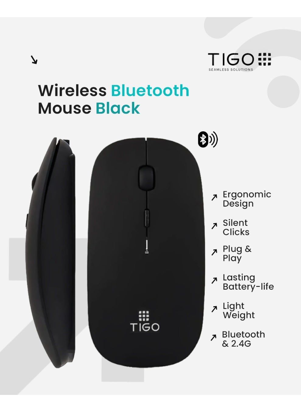 Bluetooth Wireless USB Mouse with USB 2.4GHz…