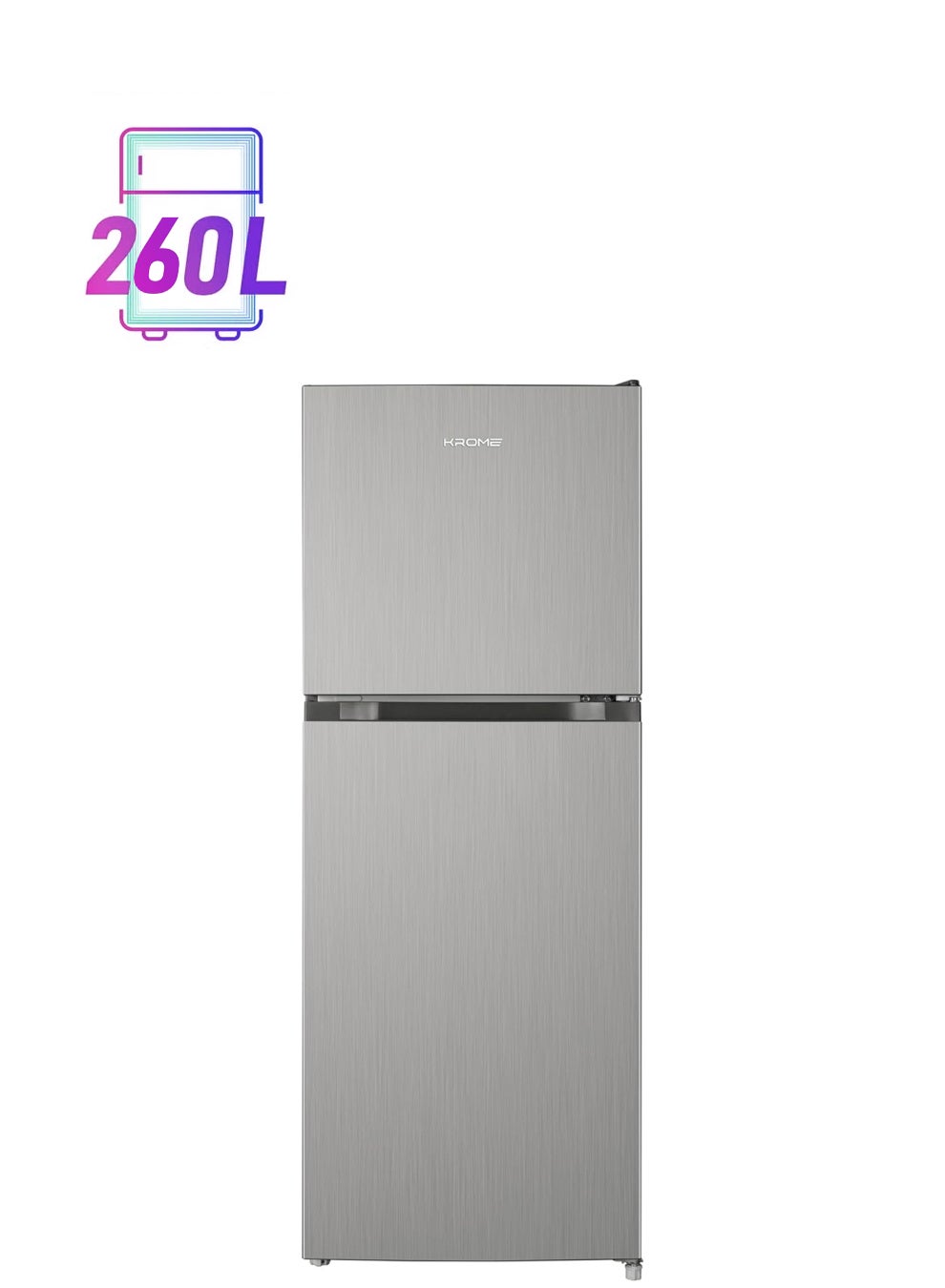 Compare 260L Gross,Double Door Top Mounted Refrigerator with Multi Air Flow System,NoFrost Cooling with Electronic Touch Temperature Control,Door Alarm, 10 Year Compressor Warranty KR RFF 260SM Silver at KSA Price