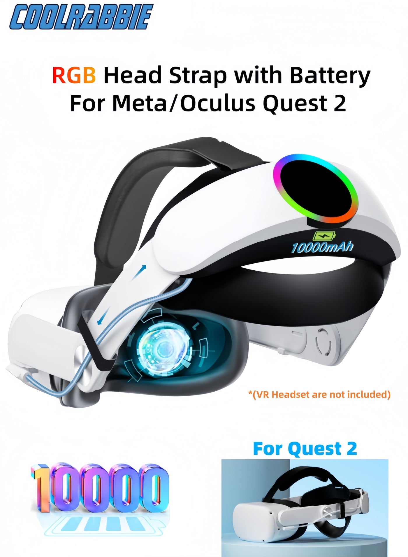 RGB Head Strap for Oculus/Meta Quest 2 Head…